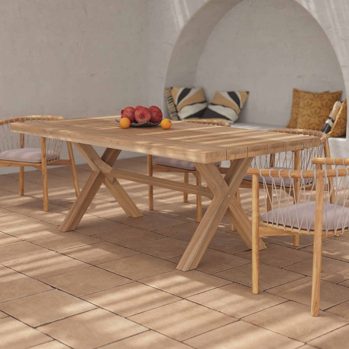 Rendez vous déco Table de jardin en bois de teck massif 8 personnes-Suri