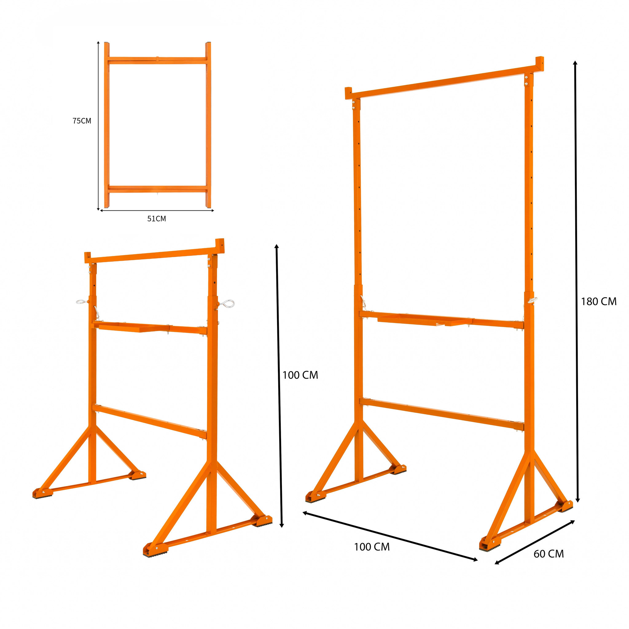 Voir la diapositive 5 : MONSTERSHOP Lot de 2 tréteaux de maçon & 3 supports en x (750 mm)