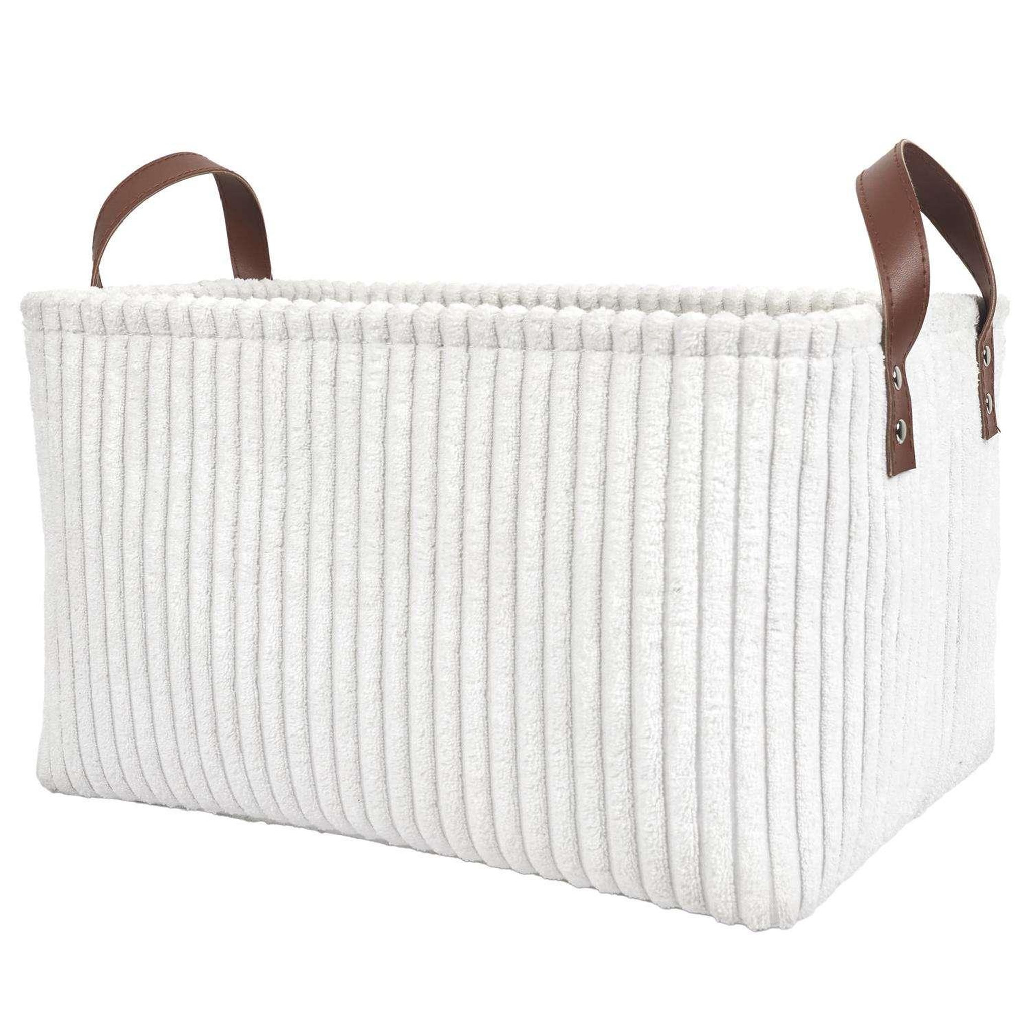 Voir la diapositive 3 : The Home Deco Factory Lot de 3 paniers de rangement en tissu côtelé - Blanc