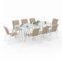 Voir la diapositive 1 : ID MARKET Salon de jardin MADRID table 190 cm et 8 chaises empilables blanc et beige