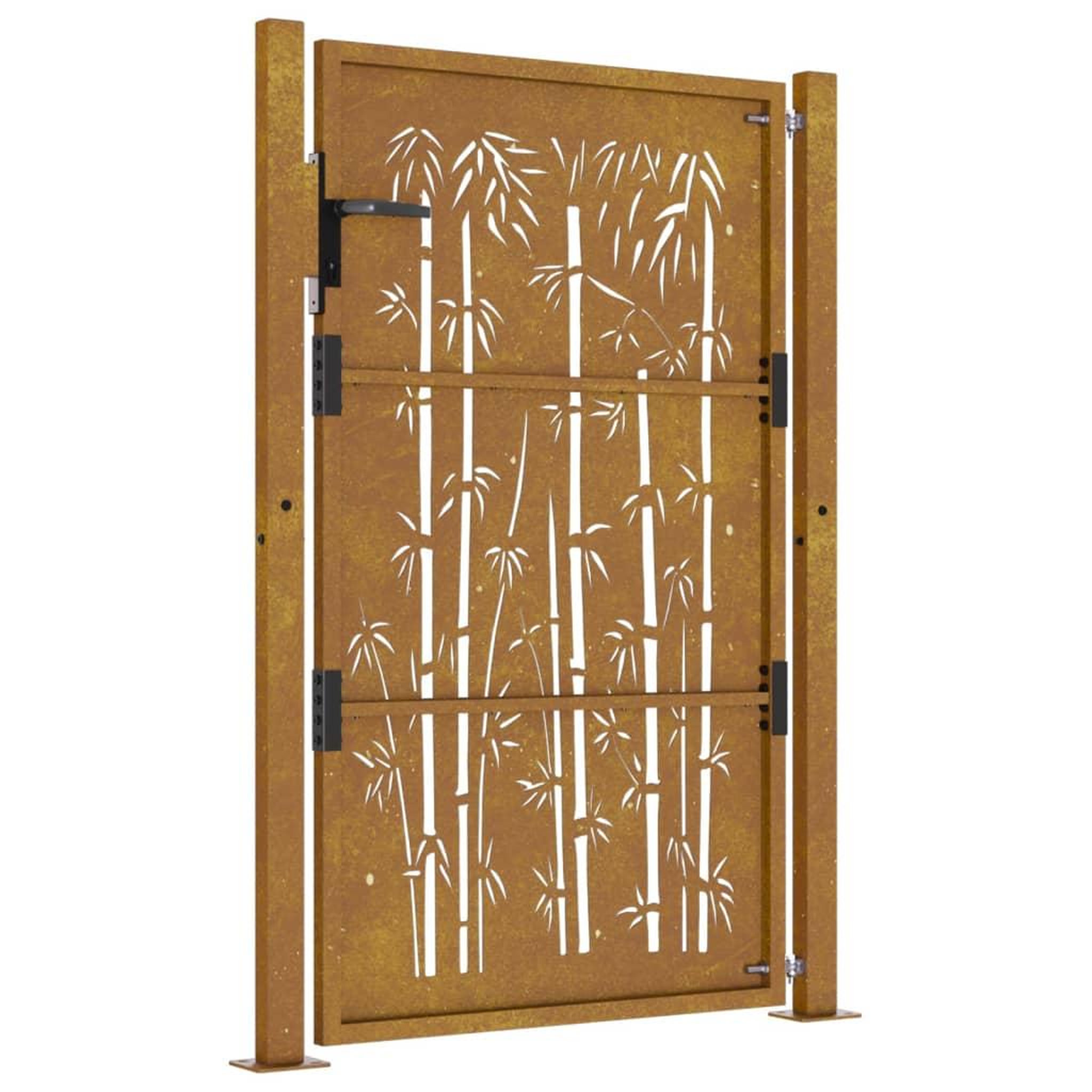 Voir la diapositive 5 : VIDAXL Portail de jardin 105x130 cm acier corten design de bambou