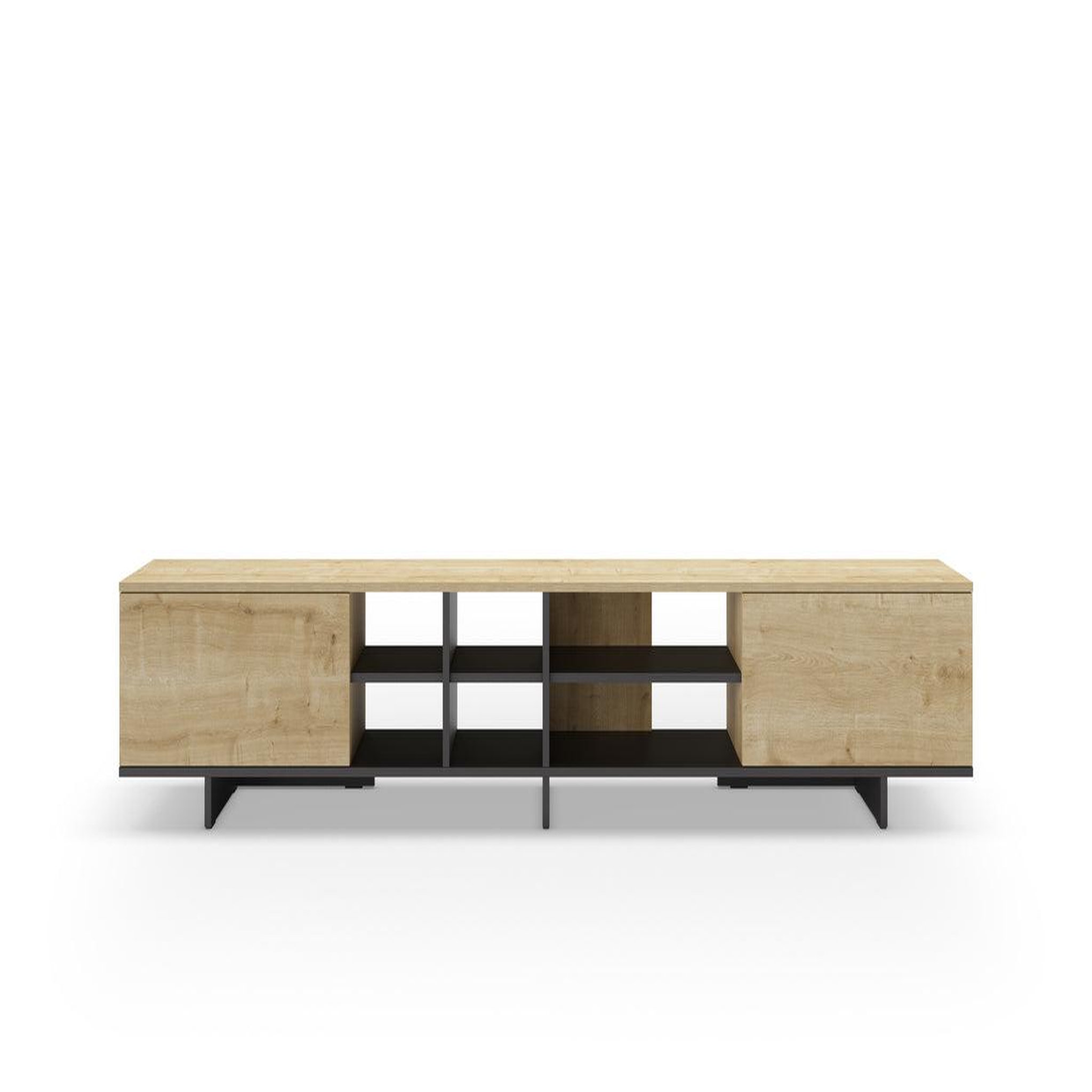 CASANOVA PARIS Calyo - meuble tv 2 portes 230cm en mélamine. Coloris disponibles : Marron, Blanc
