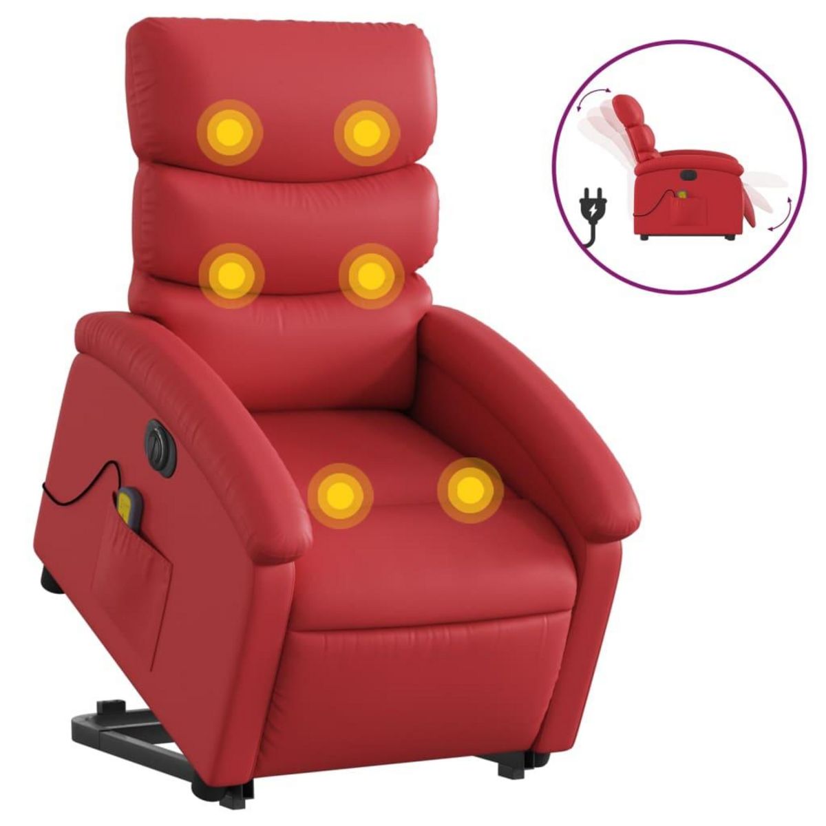 VIDAXL Fauteuil inclinable de massage electrique rouge similicuir