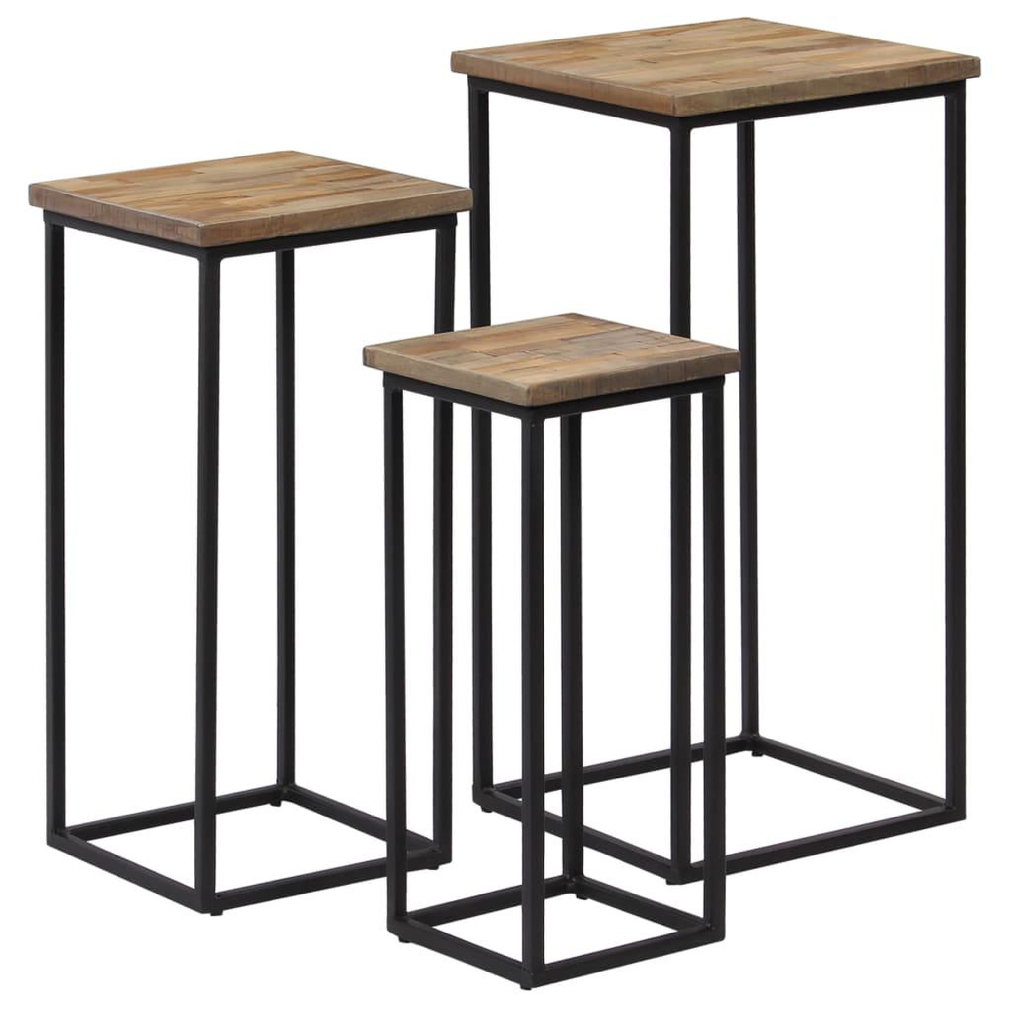 VIDAXL Ensemble de tables pour plante 3 pcs Teck recycle