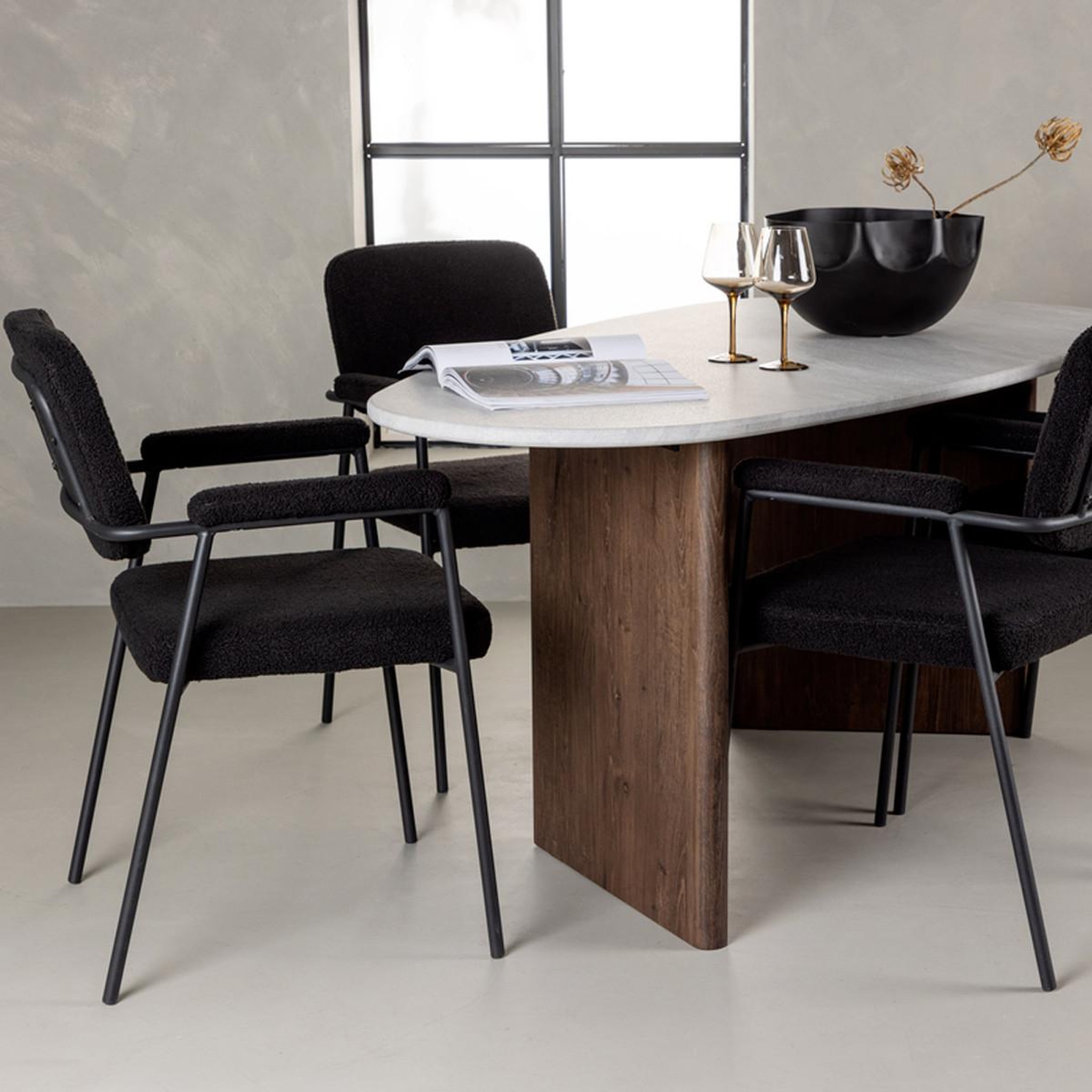 Voir la diapositive 5 : Paris Prix Ensemble table à manger & 4 chaises  gronvik & yesterday  180cm gris clair & noir