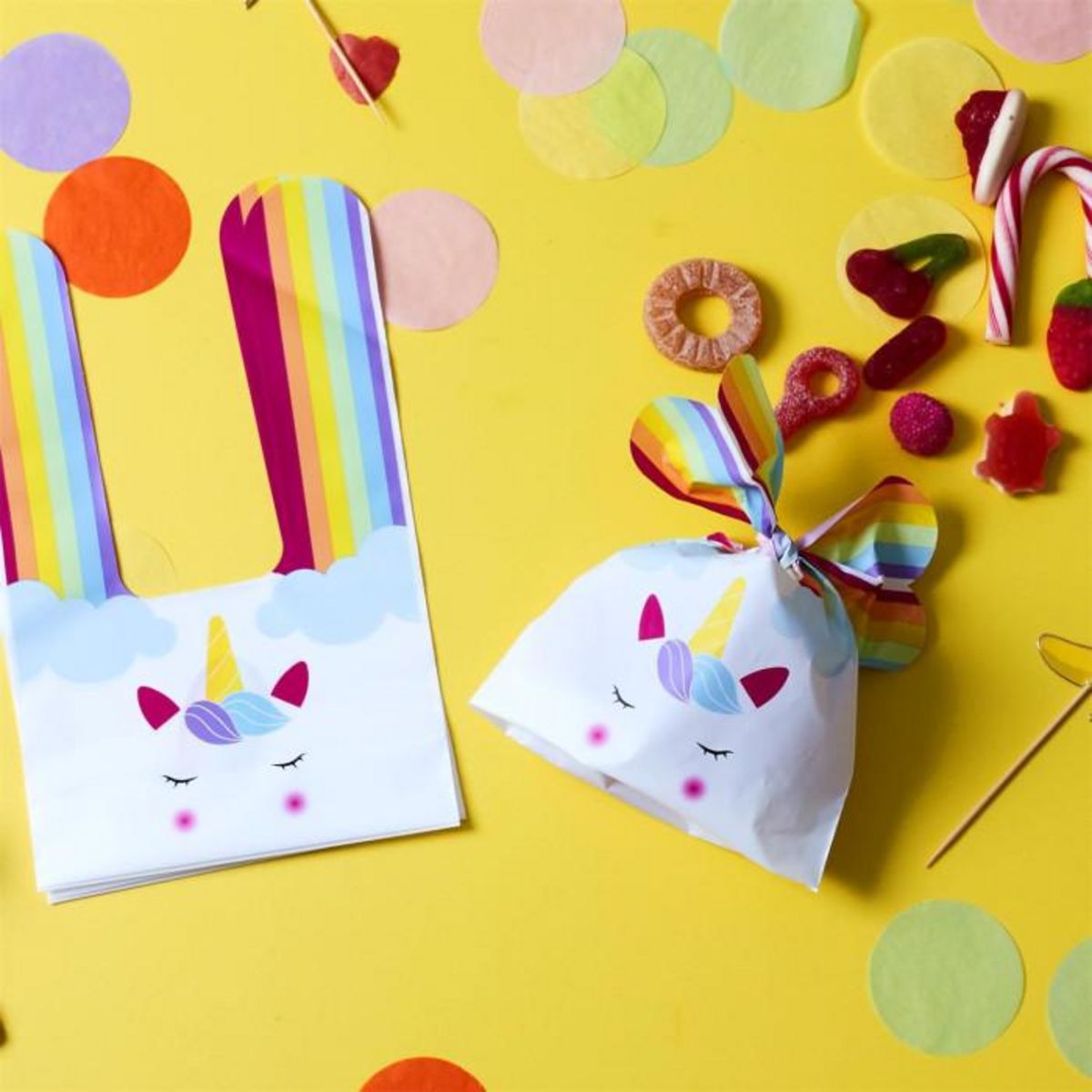 Paris Prix Lot de 10 Sacs à Bonbon  Licorne  22cm Multicolore