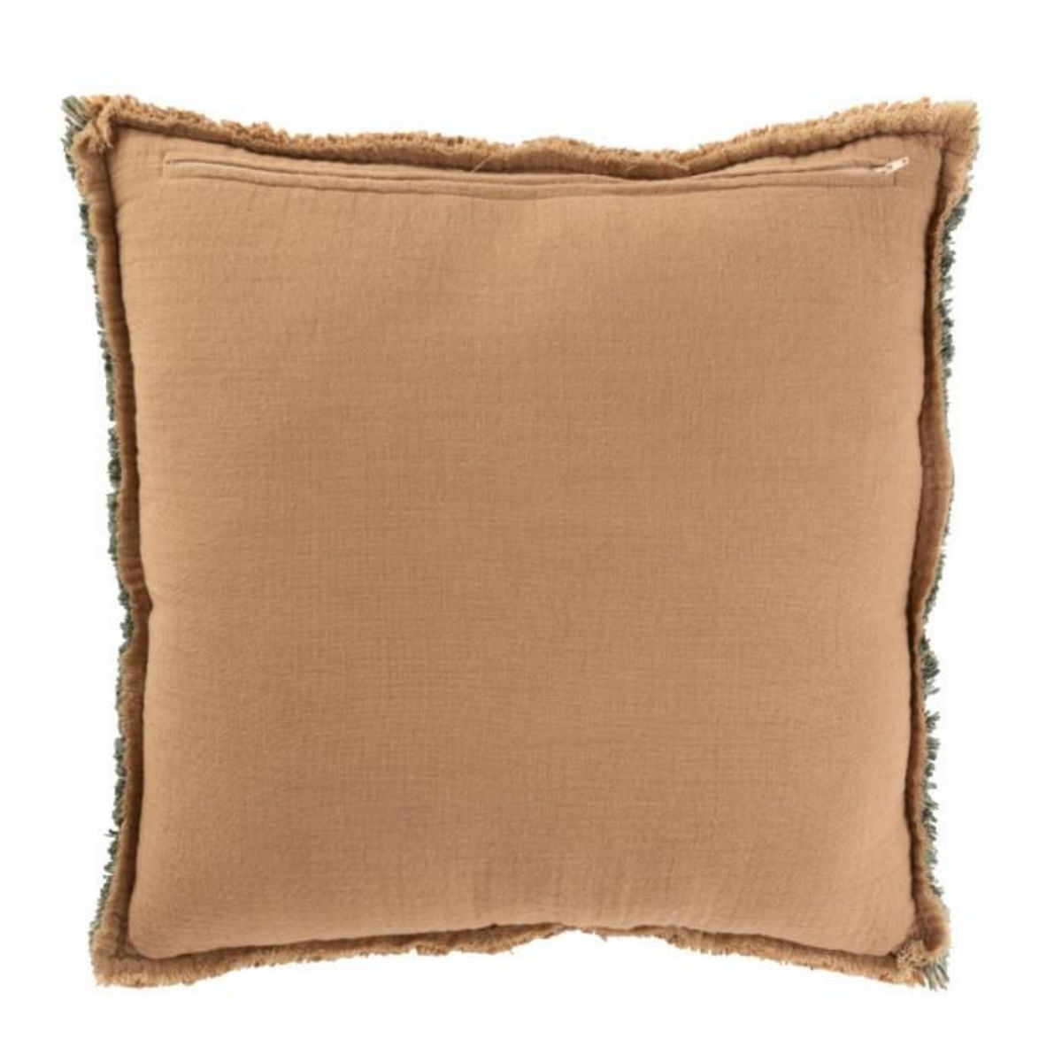 Paris Prix Coussin Déco  Effiloché  45x45cm Marron & Vert