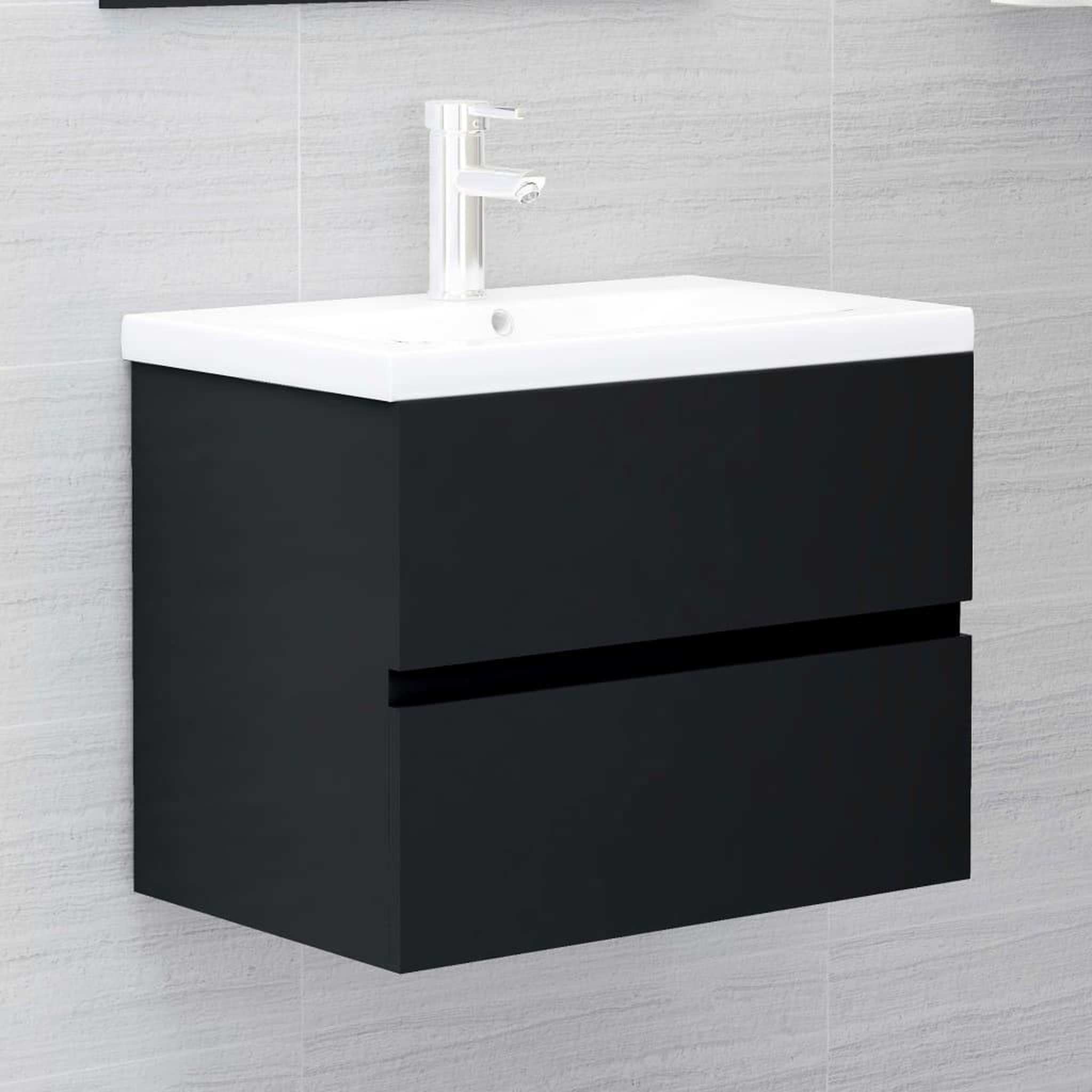 Voir la diapositive 1 : VIDAXL Armoire d'evier avec lavabo integre noir bois d'ingenierie