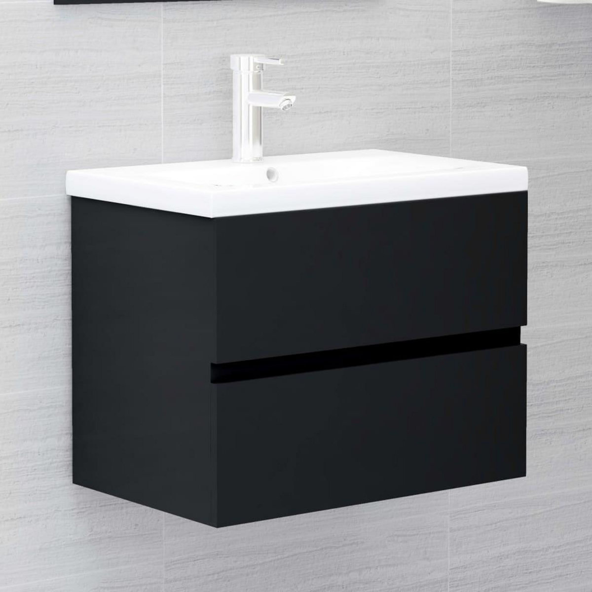 VIDAXL Armoire d'evier avec lavabo integre noir bois d'ingenierie