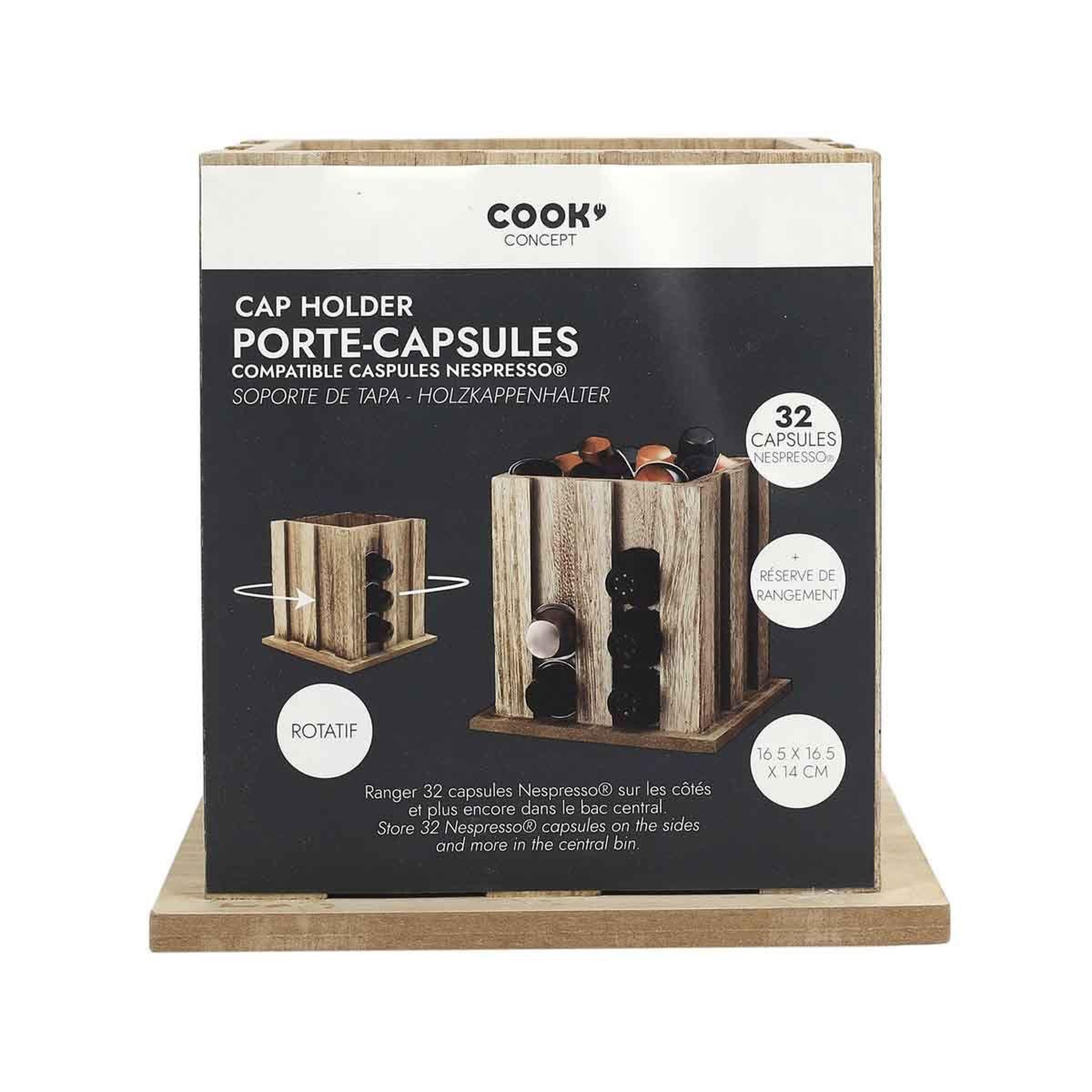 Voir la diapositive 6 : COOK CONCEPT Porte-capsules rotatif  espresso  16cm naturel