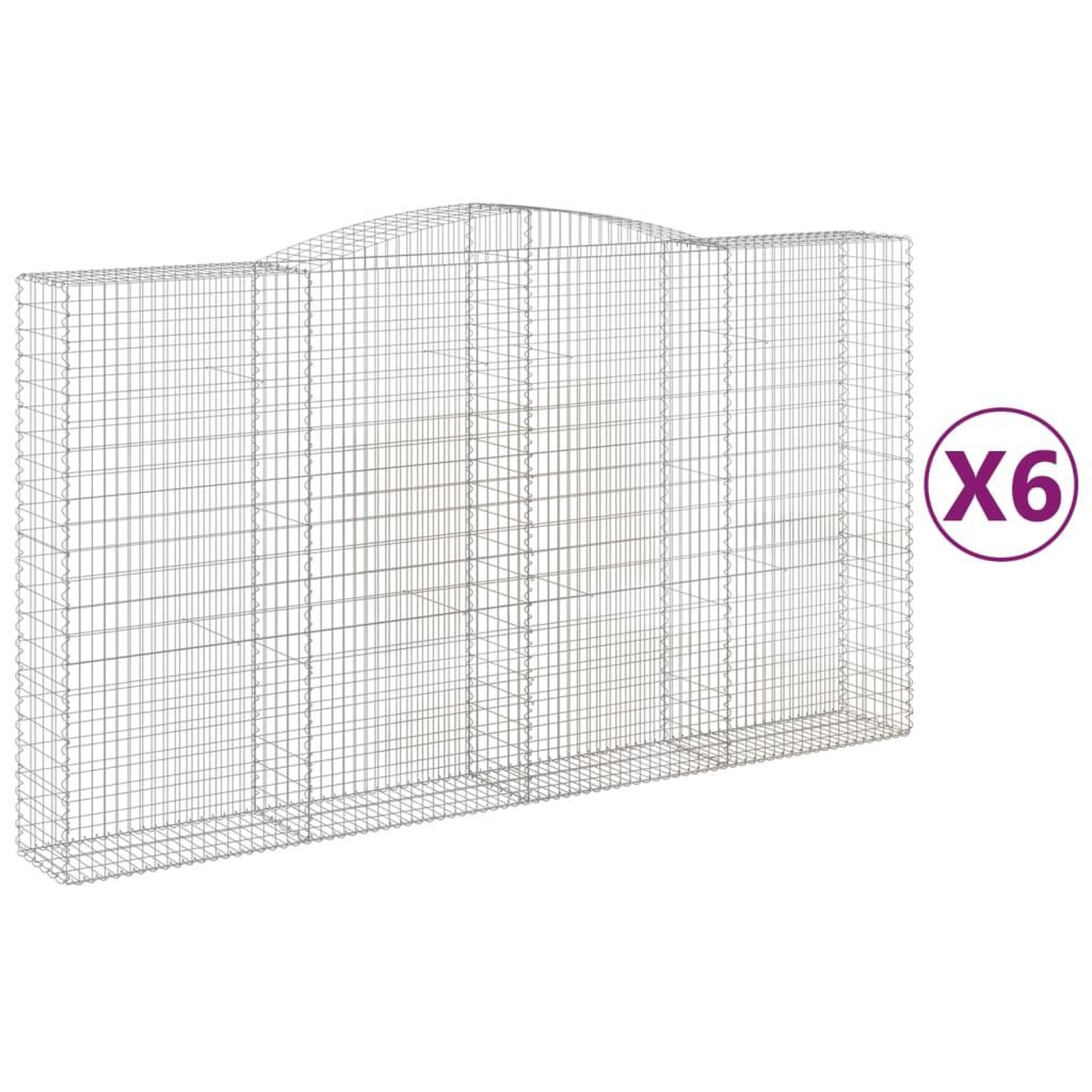 Voir la diapositive 2 : VIDAXL Paniers a gabions arques 6 pcs 400x50x220/240 cm Fer galvanise