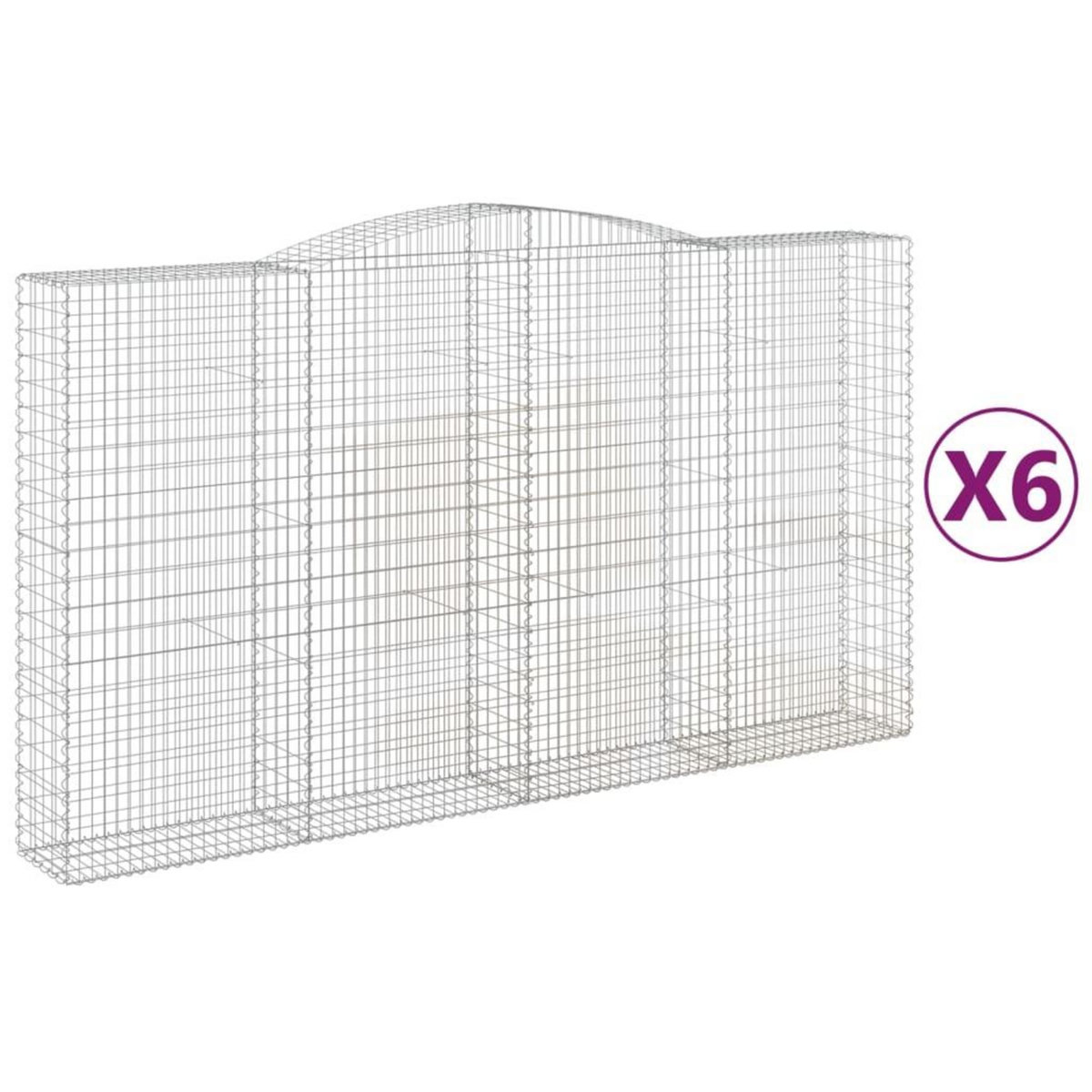 VIDAXL Paniers a gabions arques 6 pcs 400x50x220/240 cm Fer galvanise