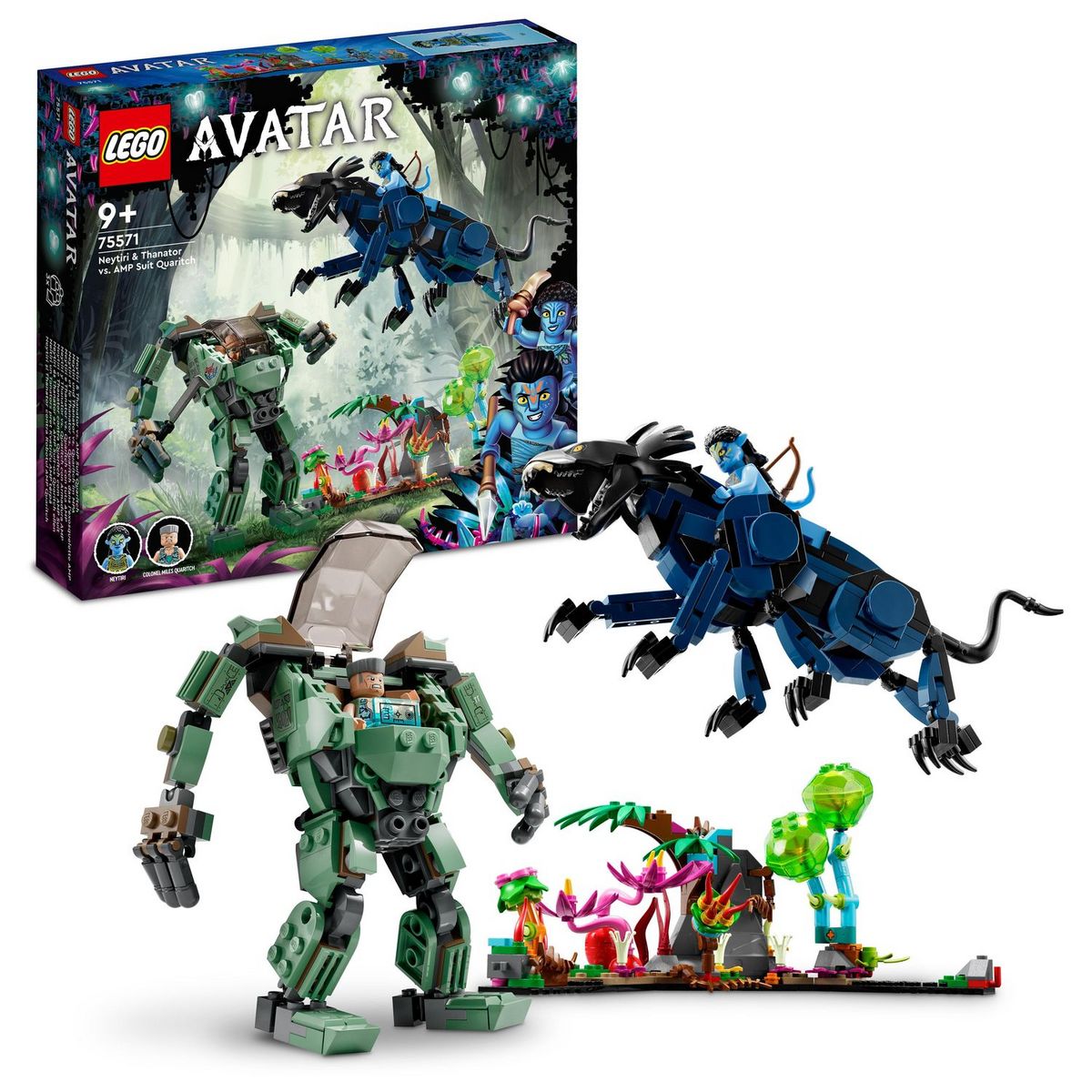 LEGO Avatar 75571 Neytiri et le Thanator vs. Quaritch dans l&rsquo;Exosquelette, Jouet de Construction, Figurine Robot, Pandora
