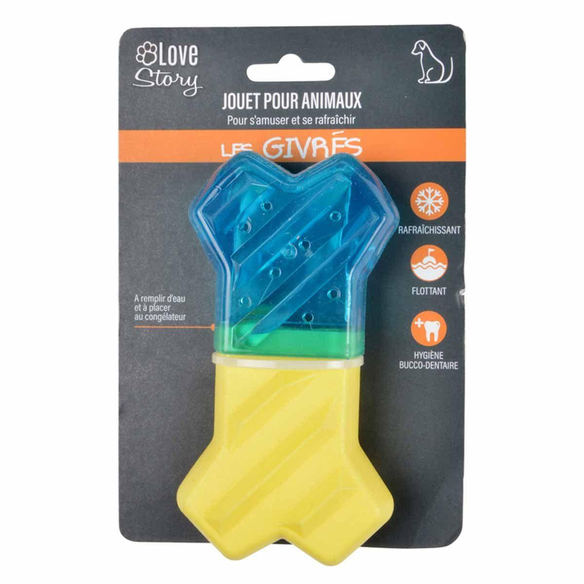 Voir la diapositive 4 : LOVE STORY Jouet pour Chien Givré  Os  13cm Bleu & Jaune