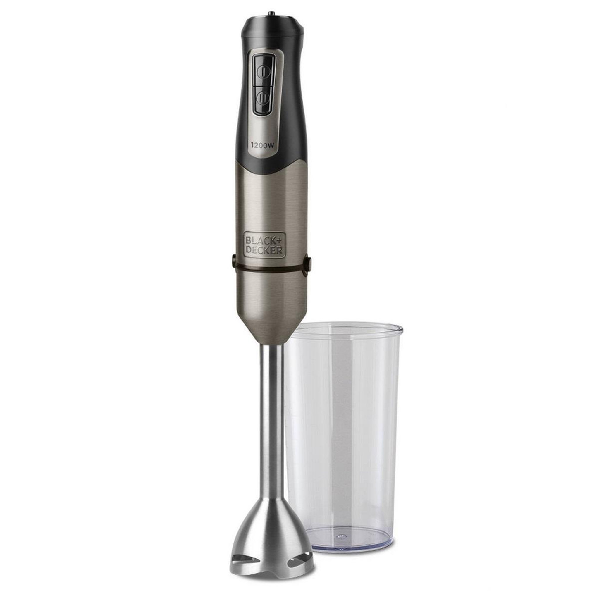 Voir la diapositive 2 : Black et Decker Mixeur plongeant 1200w gris/noir - BXHB1200E