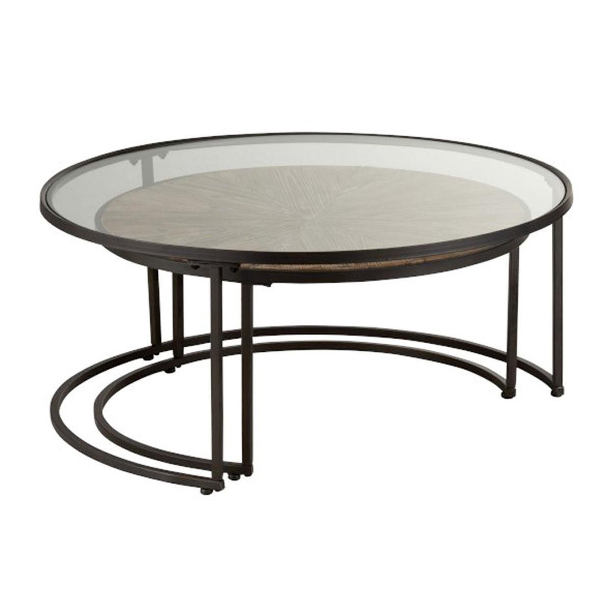 Voir la diapositive 3 : J-LINE Lot de 2 tables basses rondes  hexagone  91cm noir
