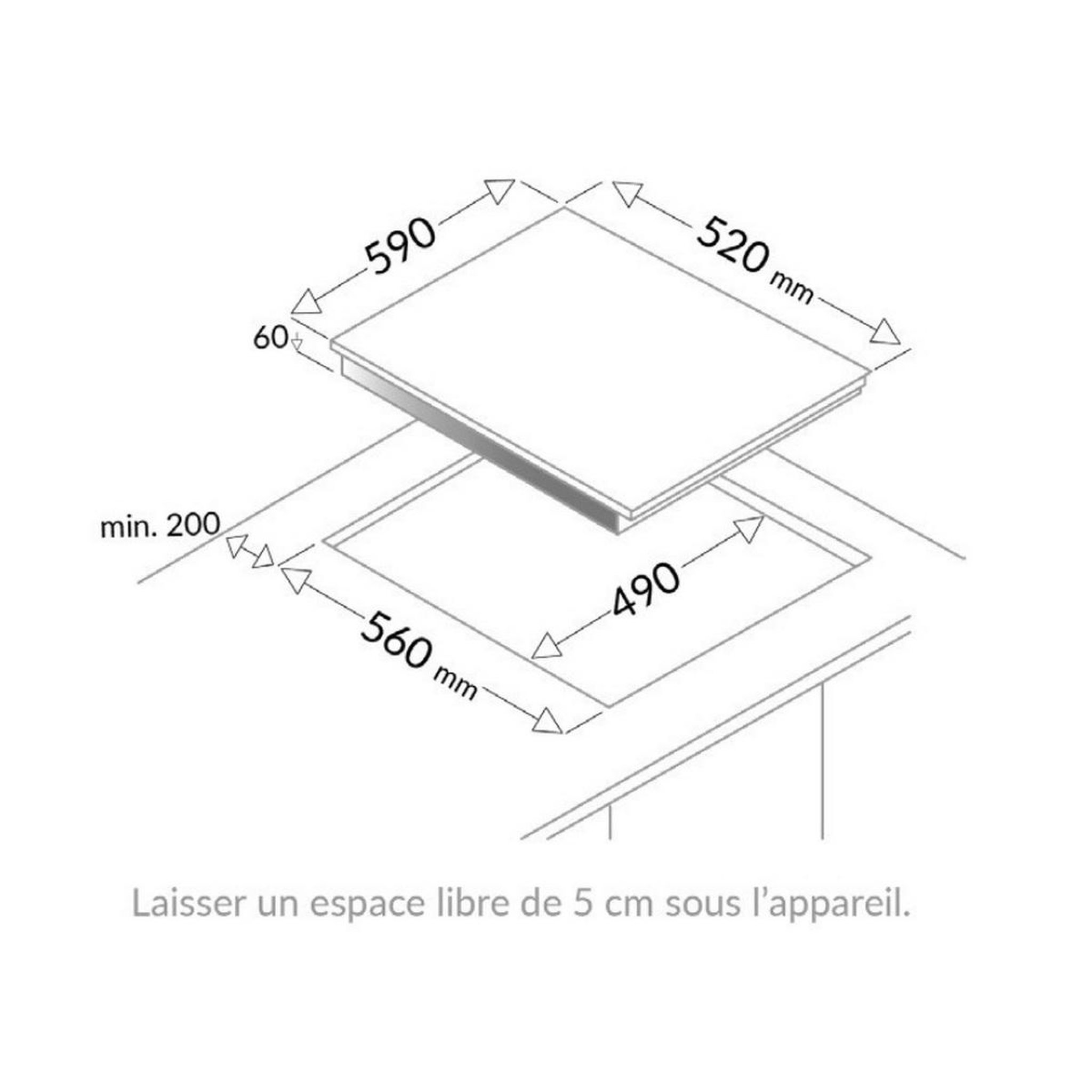 Voir la diapositive 2 : Fagor Table de cuisson induction 59cm 3 feux 6200w noir - FAI3531