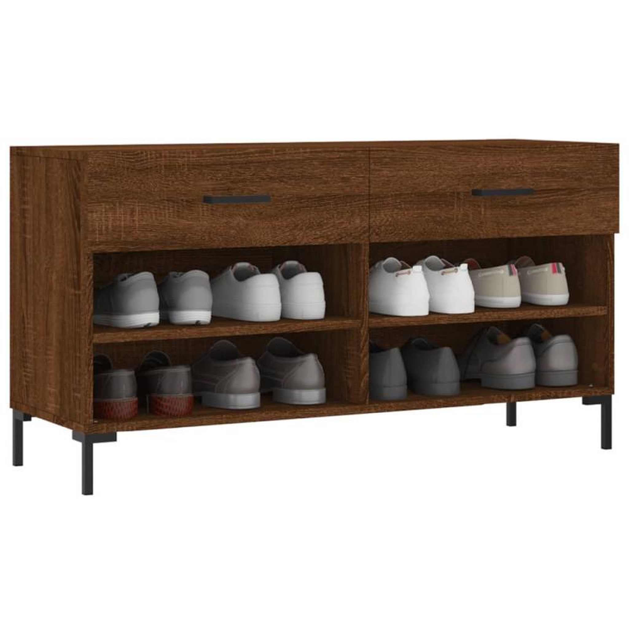 Voir la diapositive 3 : VIDAXL Banc à chaussures chêne marron 102x35x55 cm bois d ingénierie