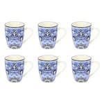 Paris Prix Lot de 6 Mugs en Porcelaine  Jaipur  30cl Bleu