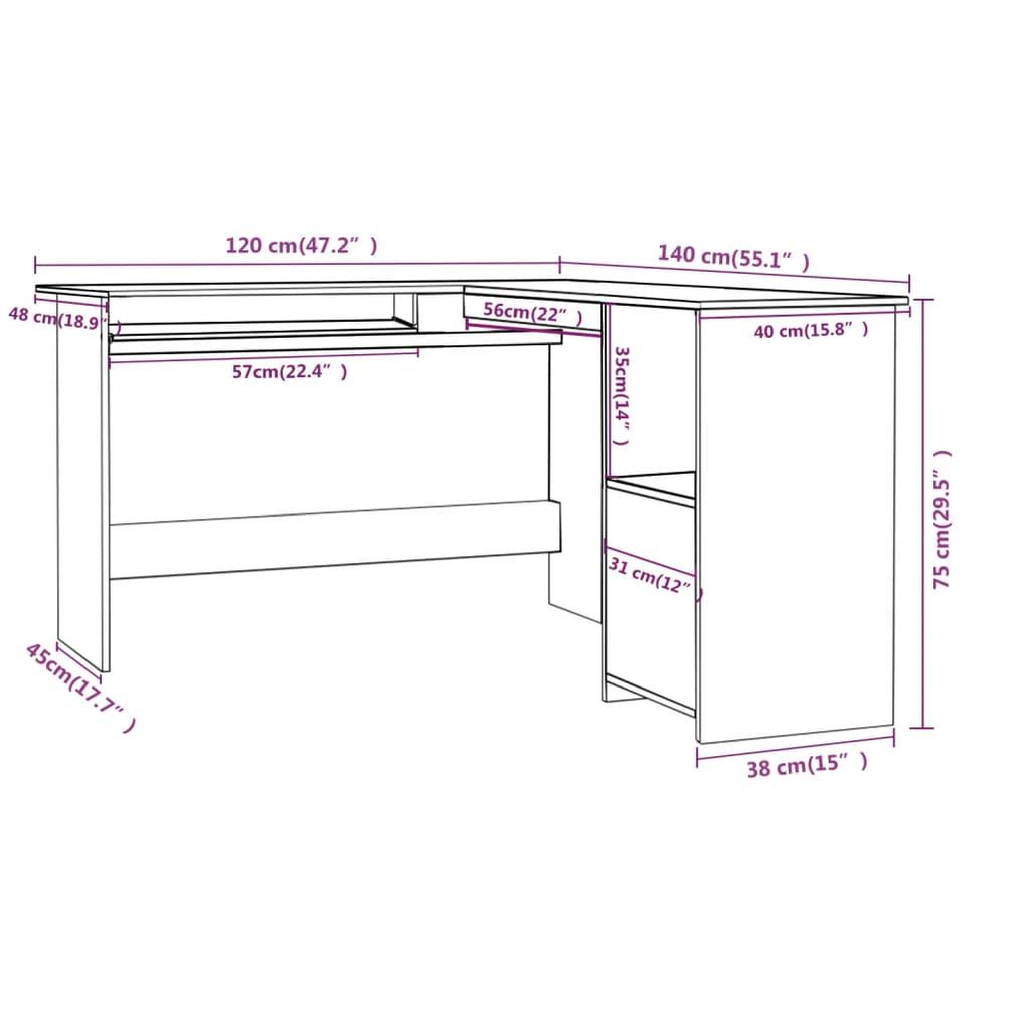 Voir la diapositive 6 : VIDAXL Bureau d'angle en forme de L Gris Beton Bois d'ingenierie