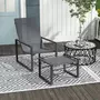 OUTSUNNY Ensemble fauteuil relax de jardin avec repose-pied métal noir tissu mesh gris