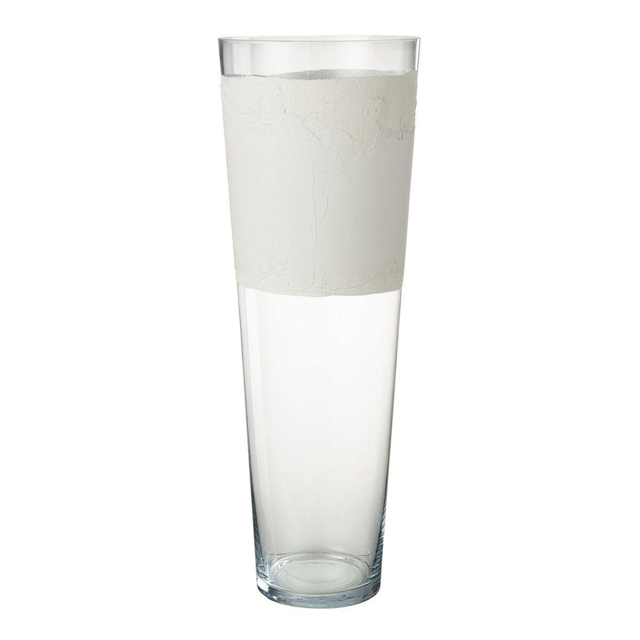 Voir la diapositive 1 : J-LINE Vase déco en verre  delph  70cm transparent & blanc