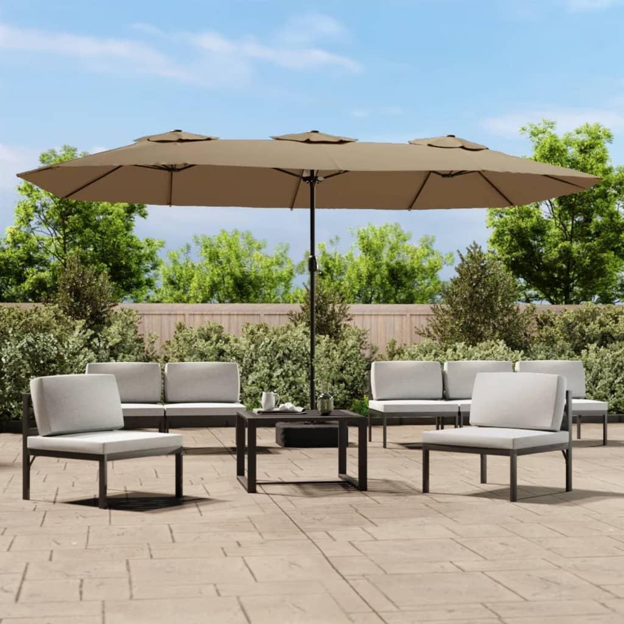 VIDAXL Parasol a double tete taupe 449x265 cm