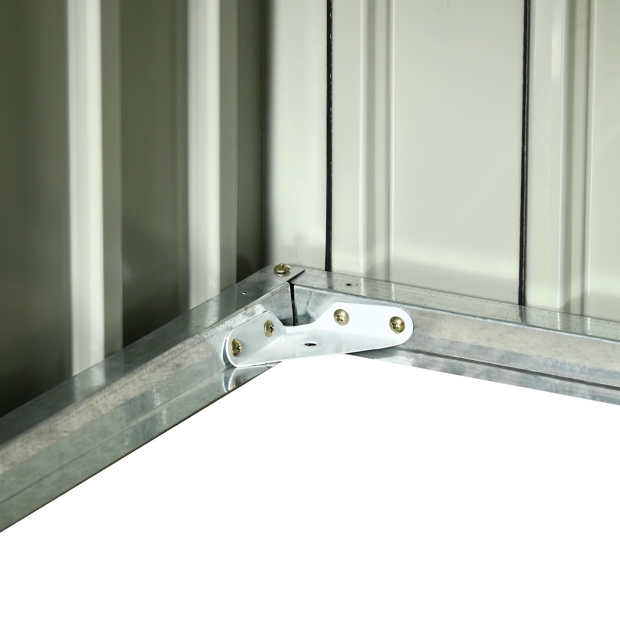 Voir la diapositive 6 : OUTSUNNY Abri de jardin pour tondeuse à gazon robot-tondeuse - garage tondeuse robot - tôle acier ondulé gris blanc