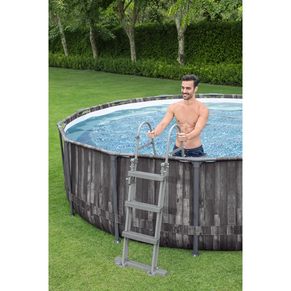 BESTWAY Piscine tubulaire ronde - Décor bois - 366x100cm - STEEL PRO MAX™
