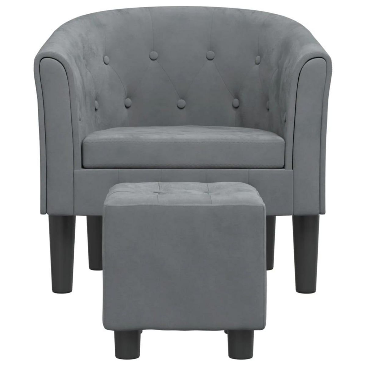 VIDAXL Fauteuil avec repose-pied gris fonce velours