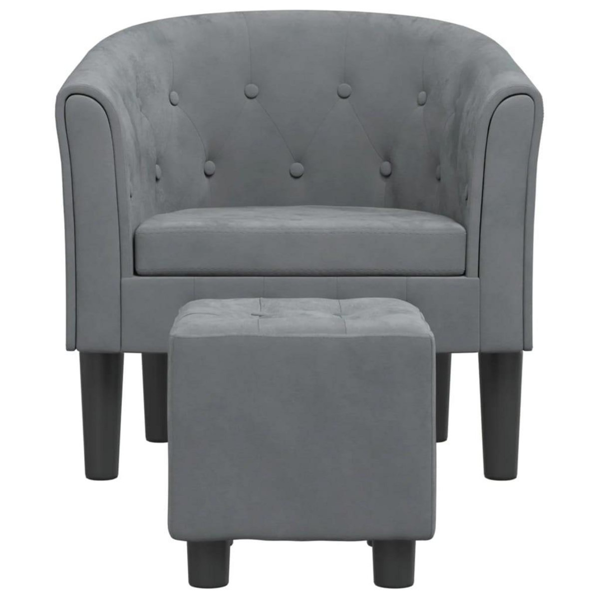 VIDAXL Fauteuil avec repose-pied gris fonce velours