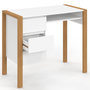 Voir la diapositive 6 : ID MARKET Bureau scandinave HUGO avec 3 tiroirs et niche blanc et bois