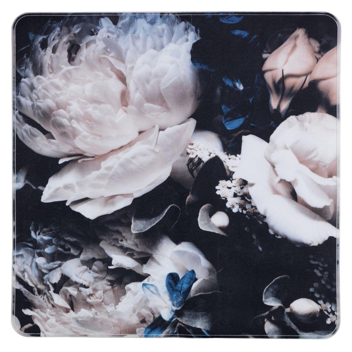 Wenko Tapis de douche antidérapant fleurs Peony - L. 54 x l. 54 cm - Noir