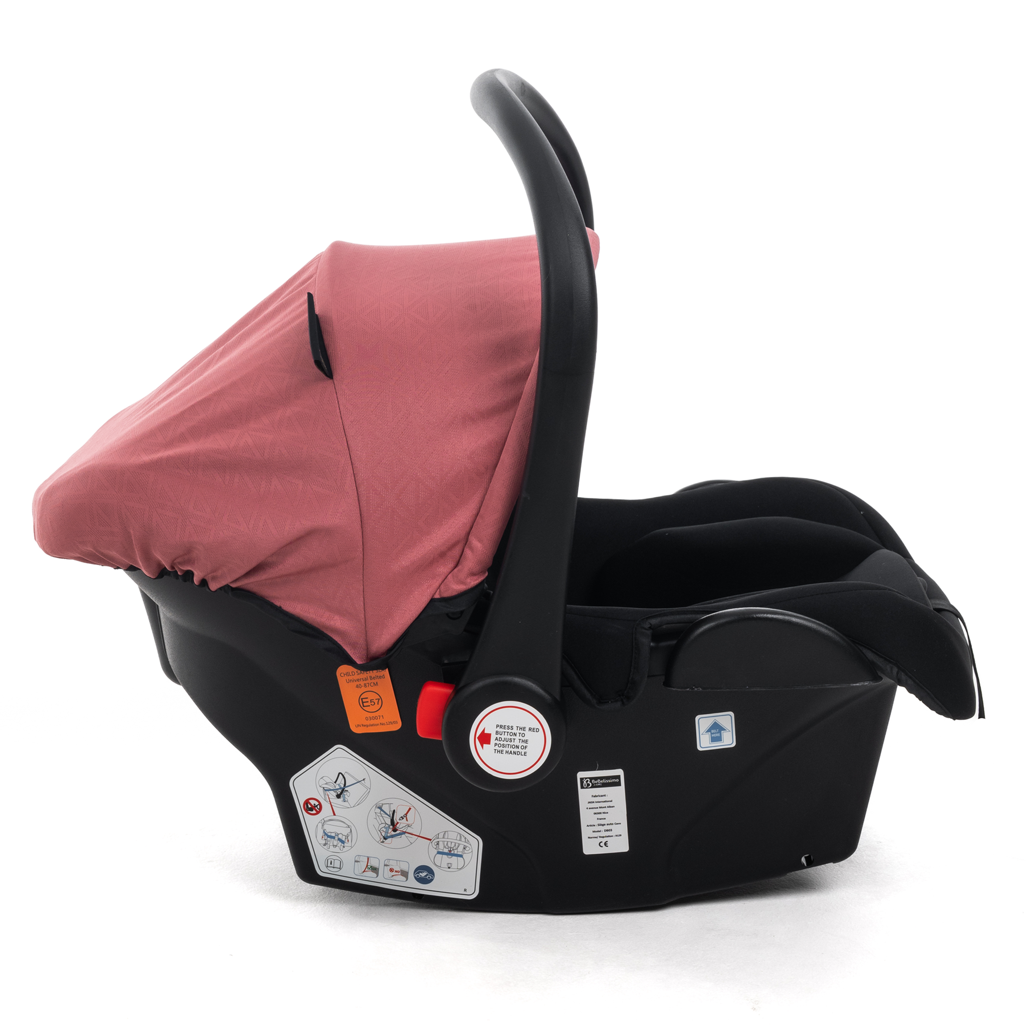 Voir la diapositive 5 : BEBELISSIMO Poussette combinée trio 3 en 1 - siège auto 0+ CAVO – nacelle – dès la naissance – jusqu'à 22kg - bordeaux
