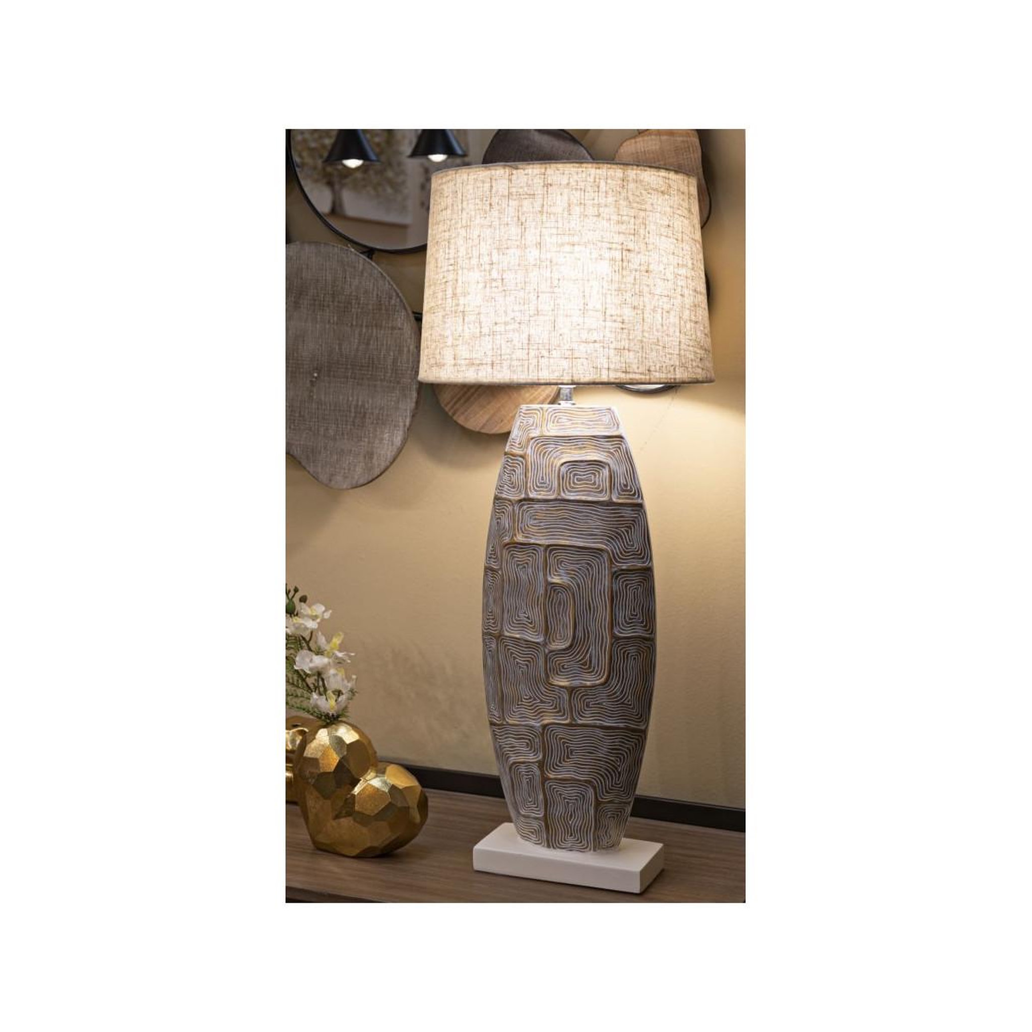 Voir la diapositive 6 : Paris Prix Lampe à poser en résine  elips  90cm or