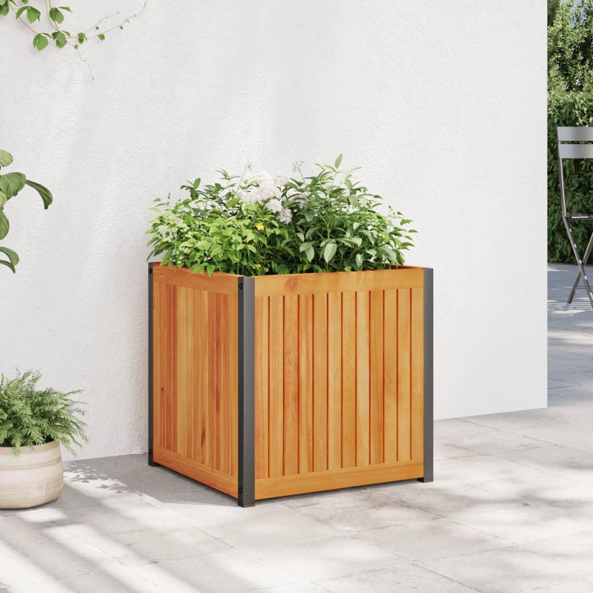 VIDAXL Jardiniere 45x45x44 cm bois massif d'acacia et acier