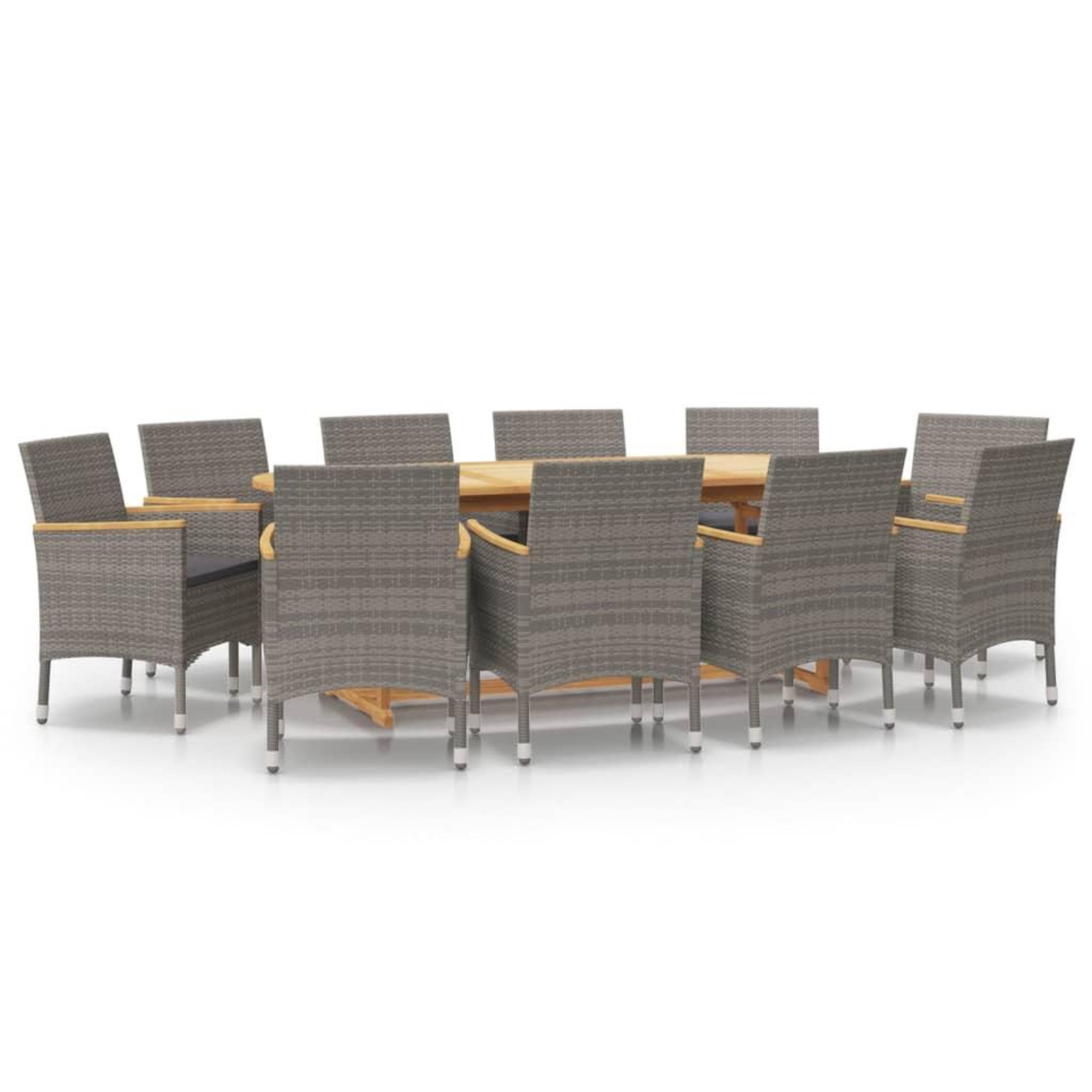 Voir la diapositive 2 : VIDAXL Ensemble a manger de jardin 11 pcs avec coussins Gris