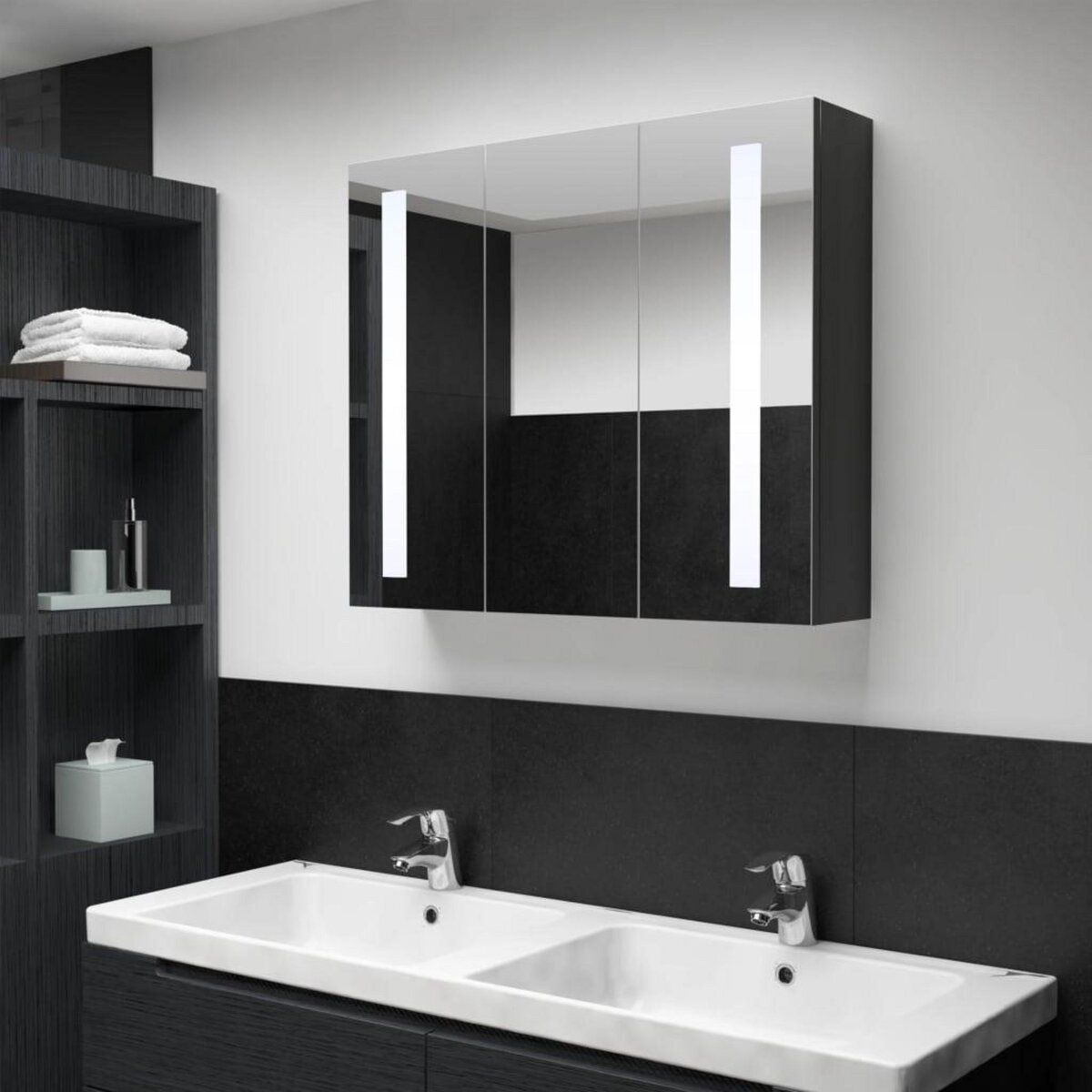 VIDAXL Armoire de salle de bain a miroir LED 89x14x62 cm