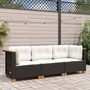 Voir la diapositive 3 : VIDAXL Canape de jardin avec coussins 3 places noir resine tressee