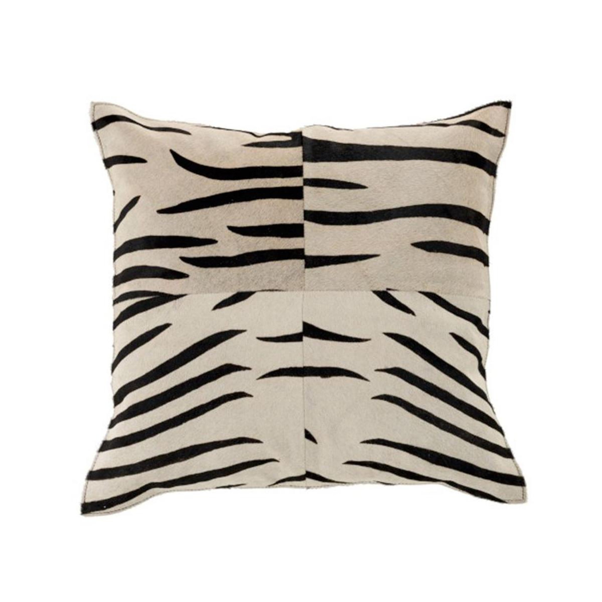 Voir la diapositive 1 : J-LINE Coussin déco en cuir  zèbre  44x44cm noir & blanc