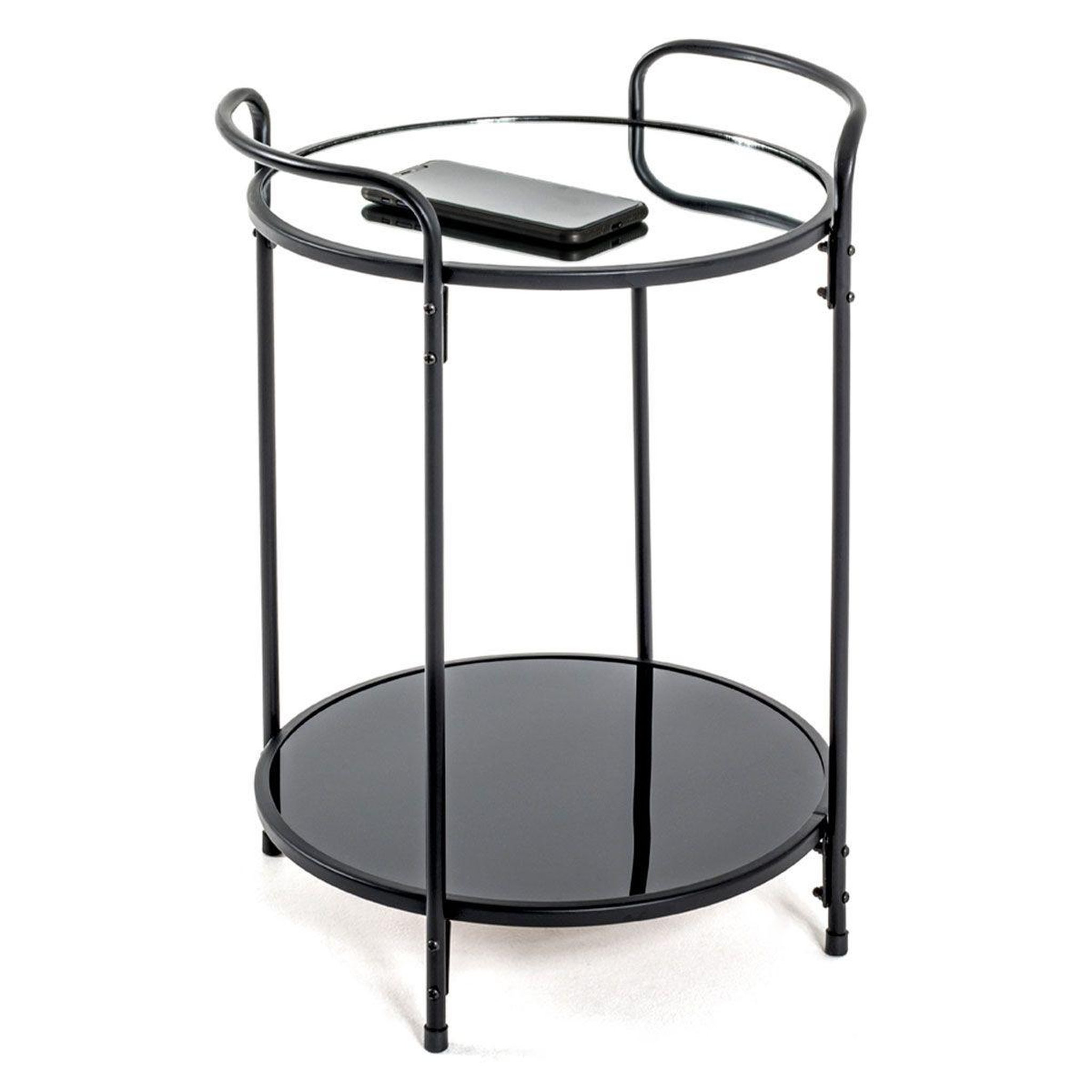 Voir la diapositive 2 : Paris Prix Table d'appoint design  acier laqué  50cm noir