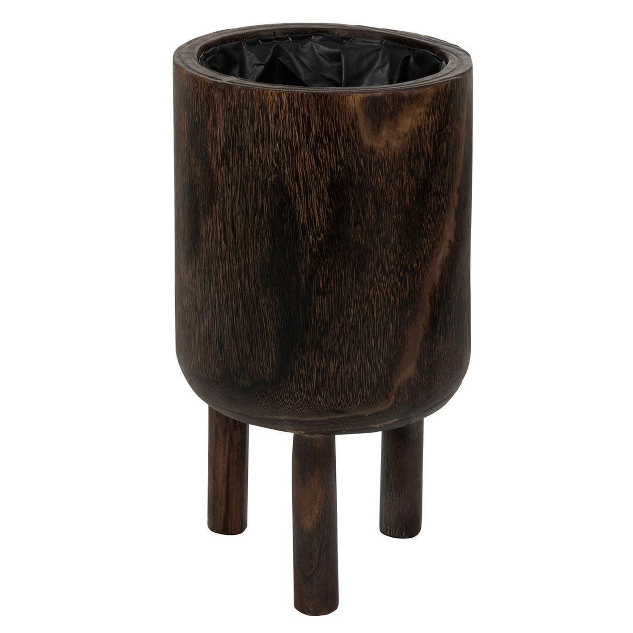 J-LINE Cache-Pot sur Pied en Bois  Froto  34cm Marron