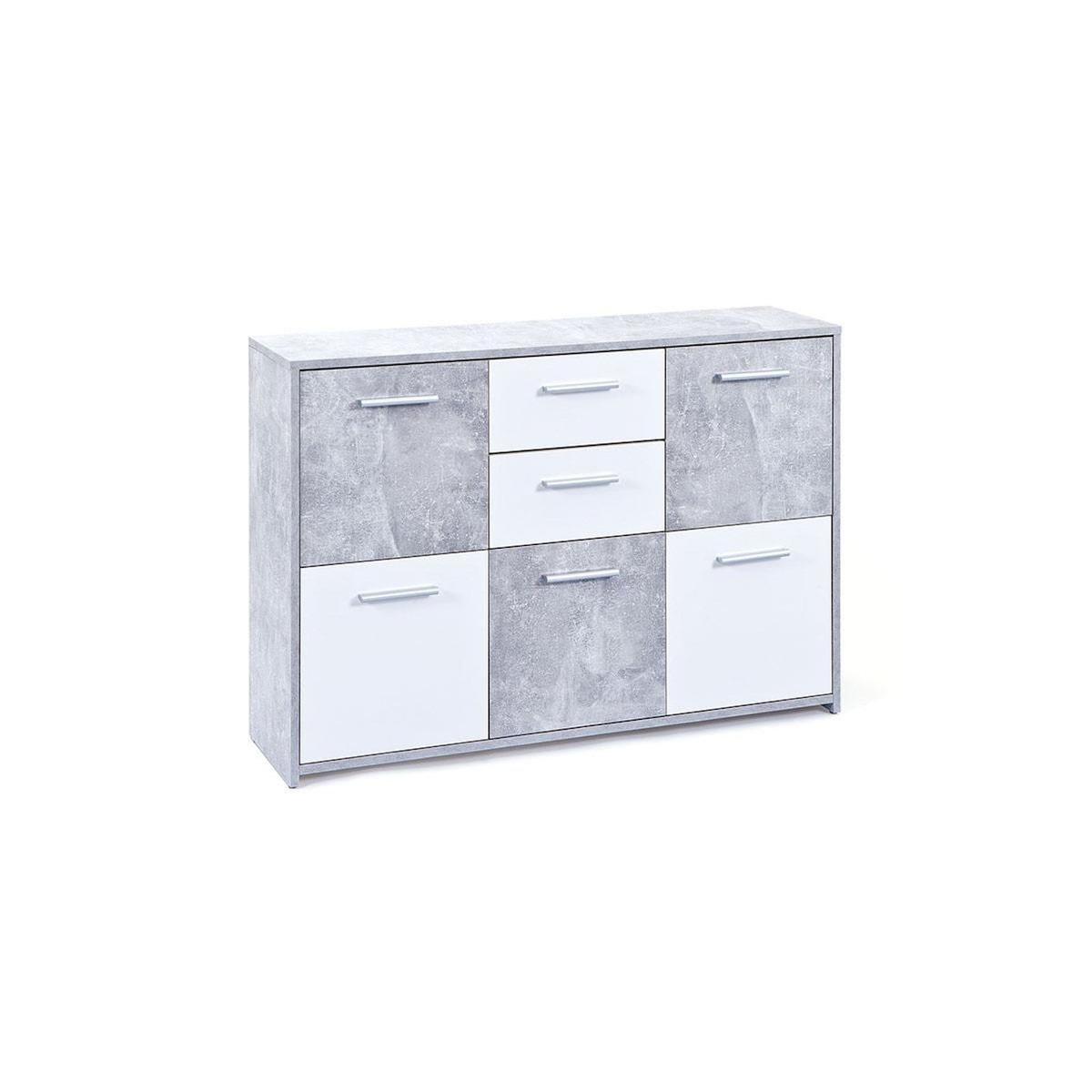 Paris Prix Commode Design 5 portes  Miller  Gris & Blanc