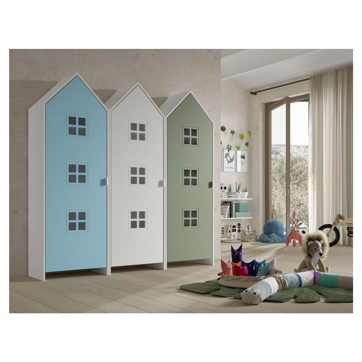 Vipack Combinaison D'armoires 3 Parties Casami Bruges bleu blanc vert