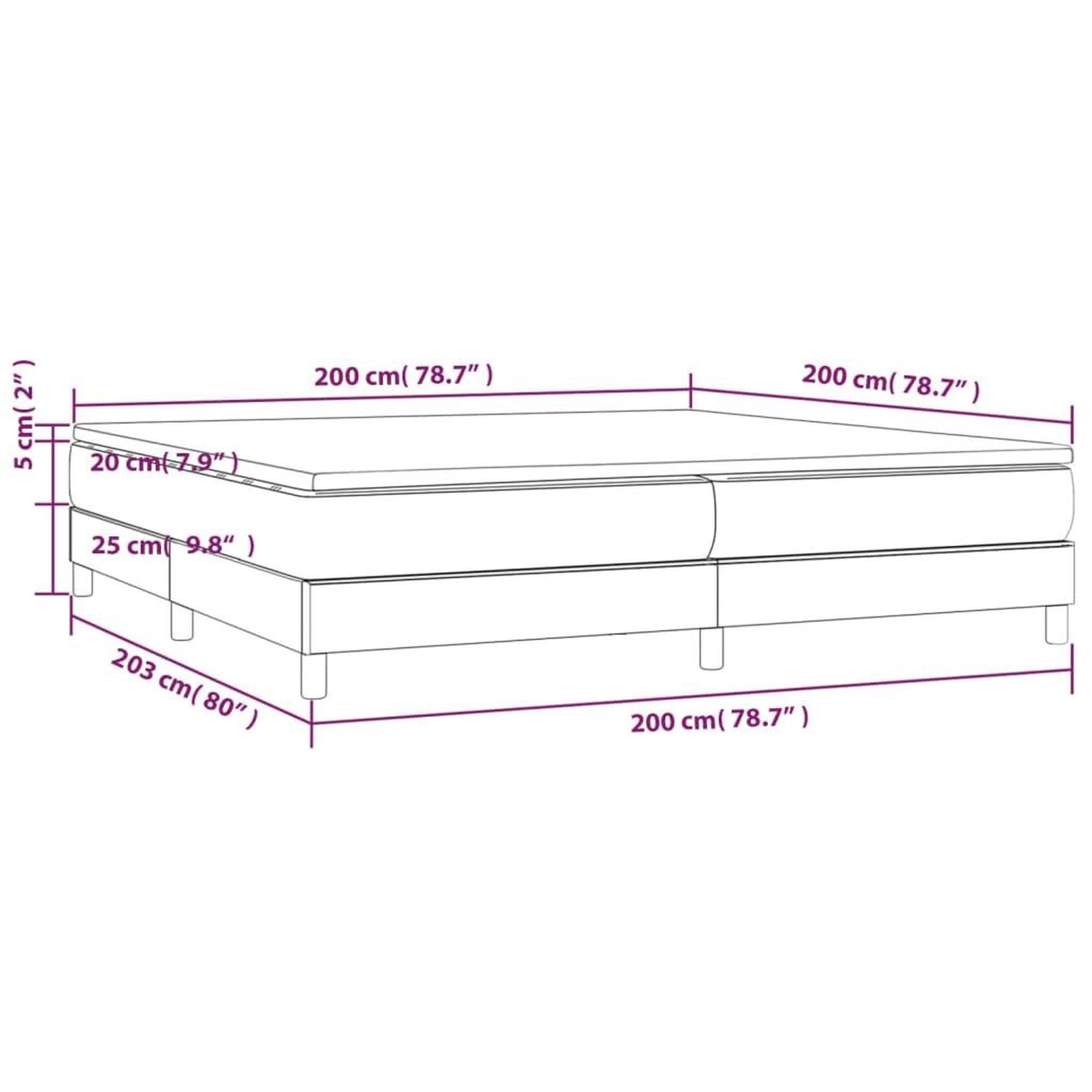 Voir la diapositive 6 : VIDAXL Sommier a lattes de lit avec matelas Creme 200x200cm Similicuir