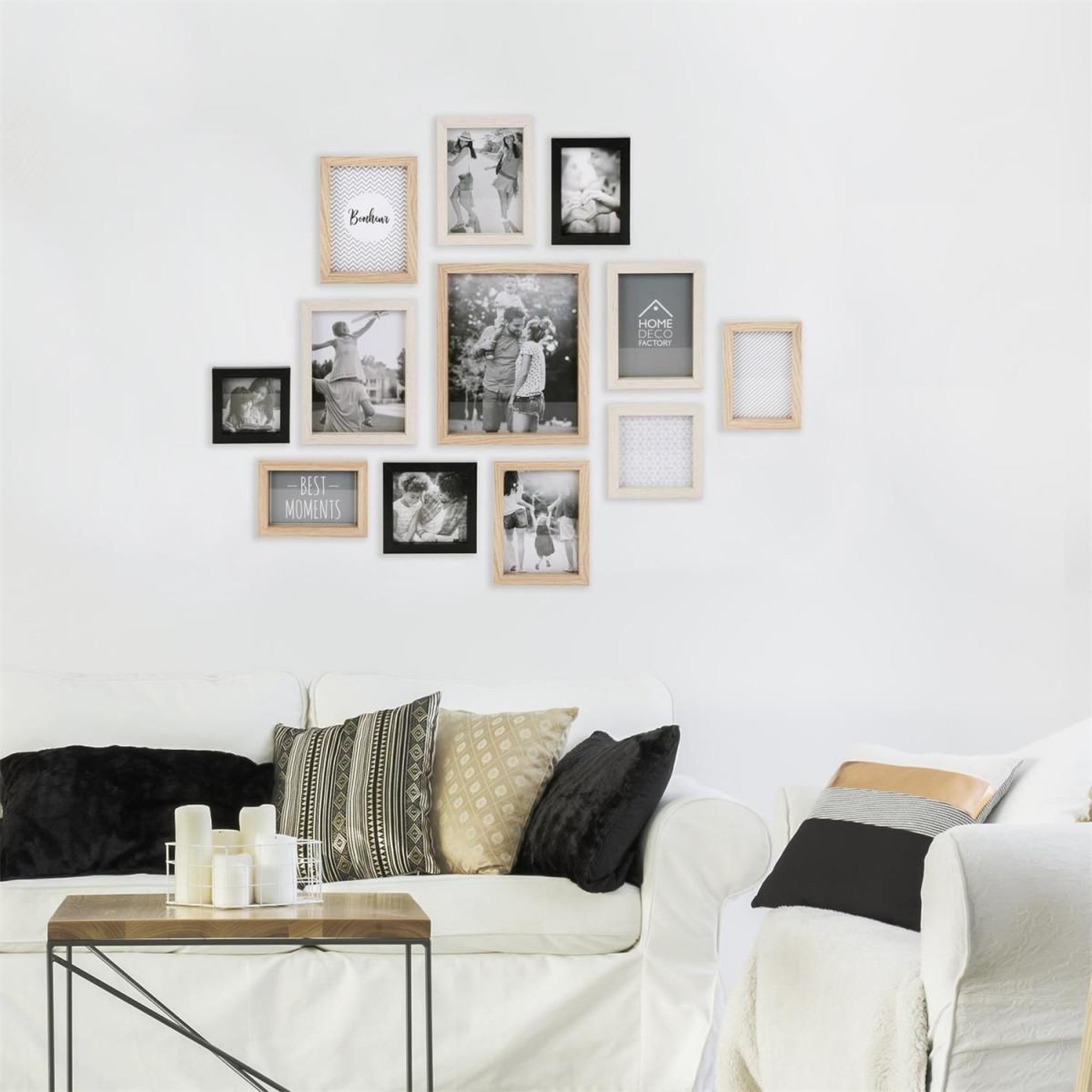 Voir la diapositive 3 : The Home Deco Factory Lot de 12 Cadres Photo  Vues  27cm Naturel & Noir