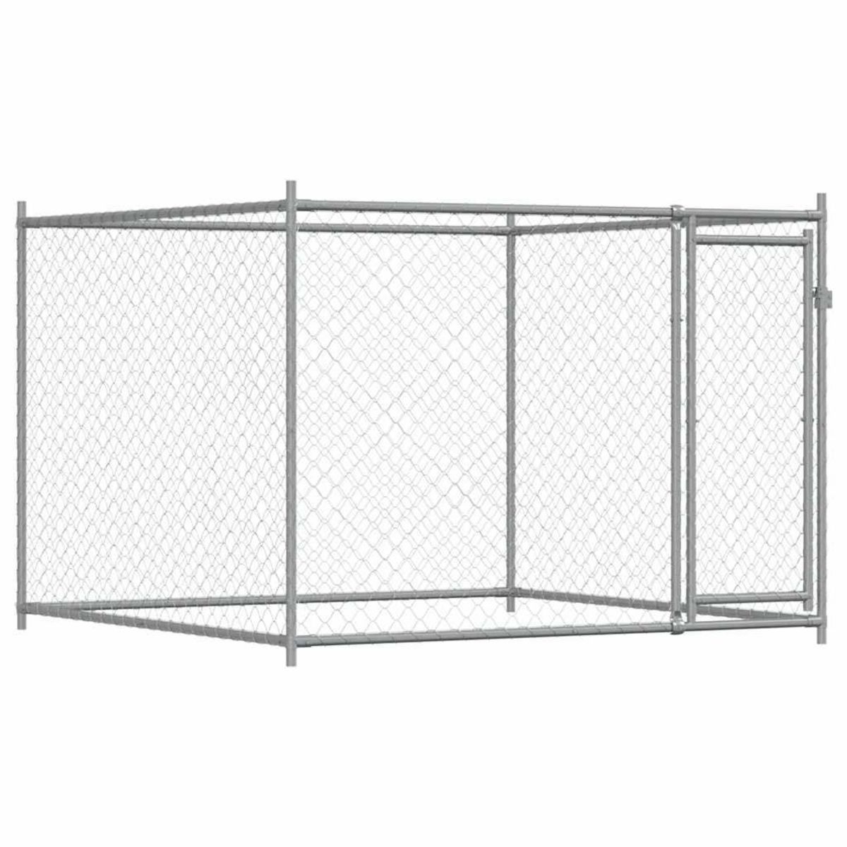 VIDAXL Cage pour chien avec porte gris 2x2x1,5 m acier galvanise