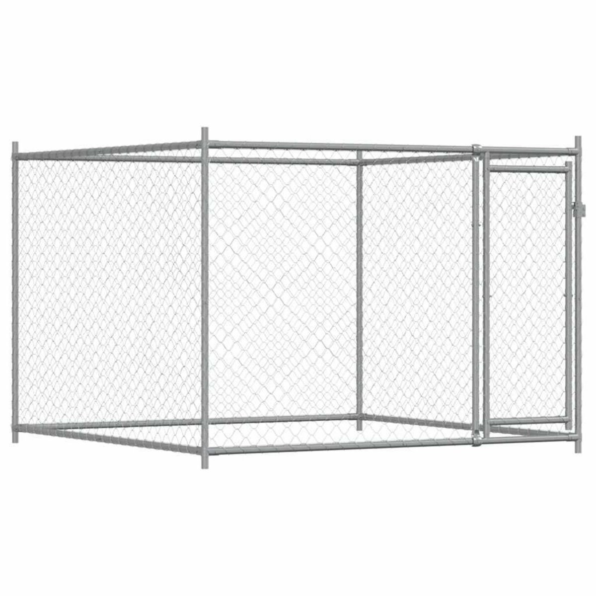 VIDAXL Cage pour chien avec porte gris 2x2x1,5 m acier galvanise
