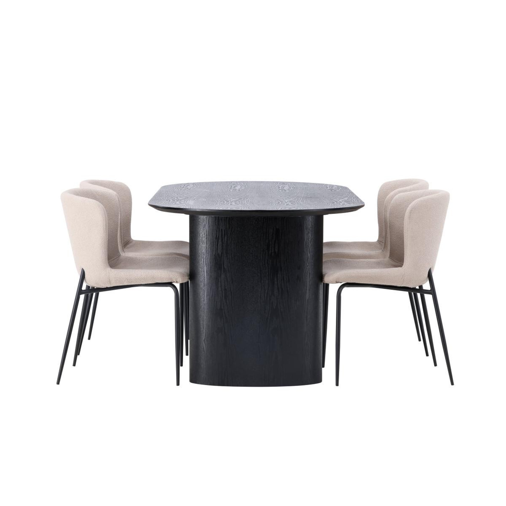 Voir la diapositive 2 : Paris Prix Ensemble table à manger & 4 chaises  isolde & modesto  180cm noir & beige