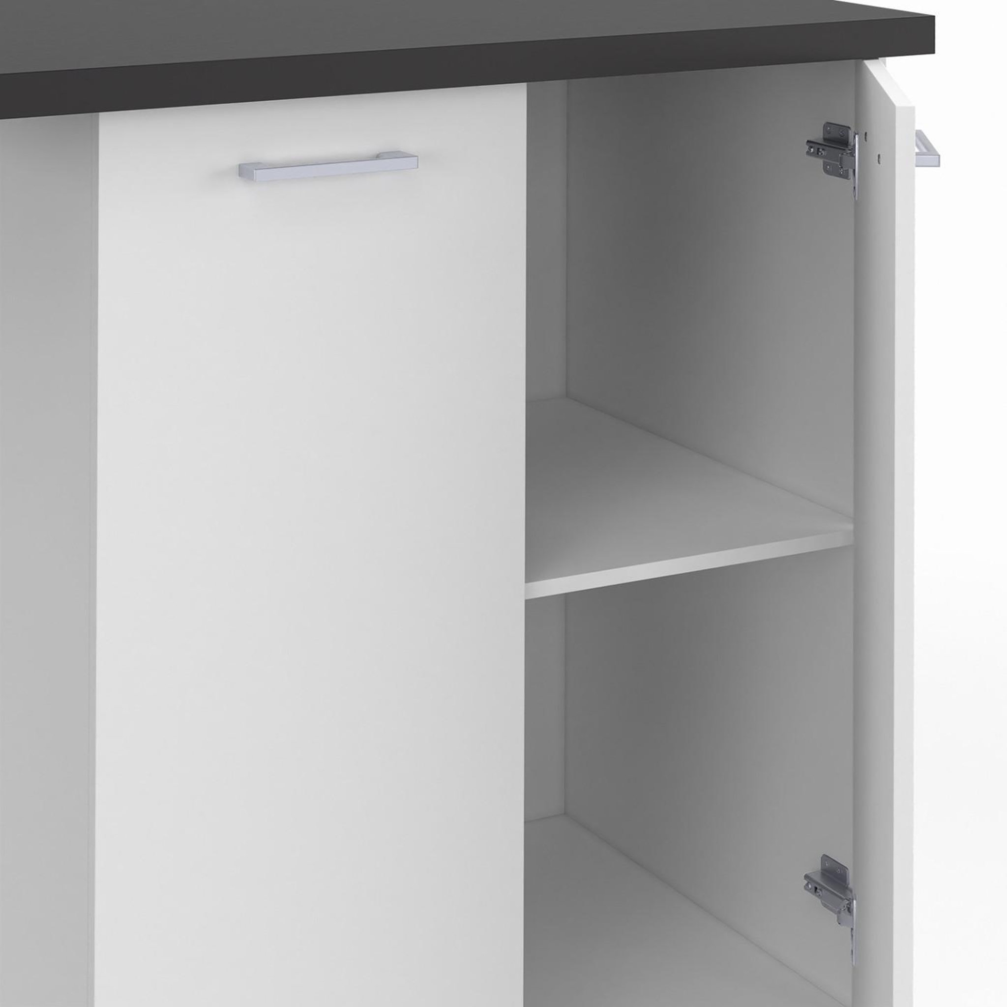 Voir la diapositive 6 : ID MARKET Ilot central ivo 100 cm blanc avec plan de travail gris anthracite